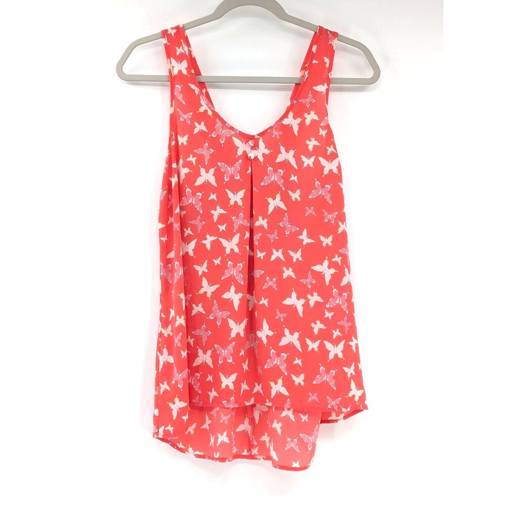 Candie’s Pink Coral Butterfly Bow Back Y2K 90s Tank Top Blouse Size Medium